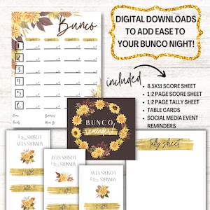 Fall Theme Bunco Printable