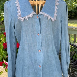 Vintage Mario Bini Blouse, Linen Blouse, Long Sleeve Designer