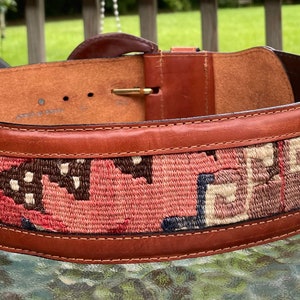 Vintage Kilim Belt, Stitched Kilim, Italian Accessory size Small