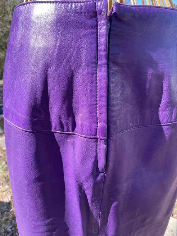 Purple Leather Skirt, Vintage Leather, Leather Sk… - image 3