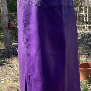 Purple Leather Skirt, Vintage Leather, Leather Skirt, Purple Leather