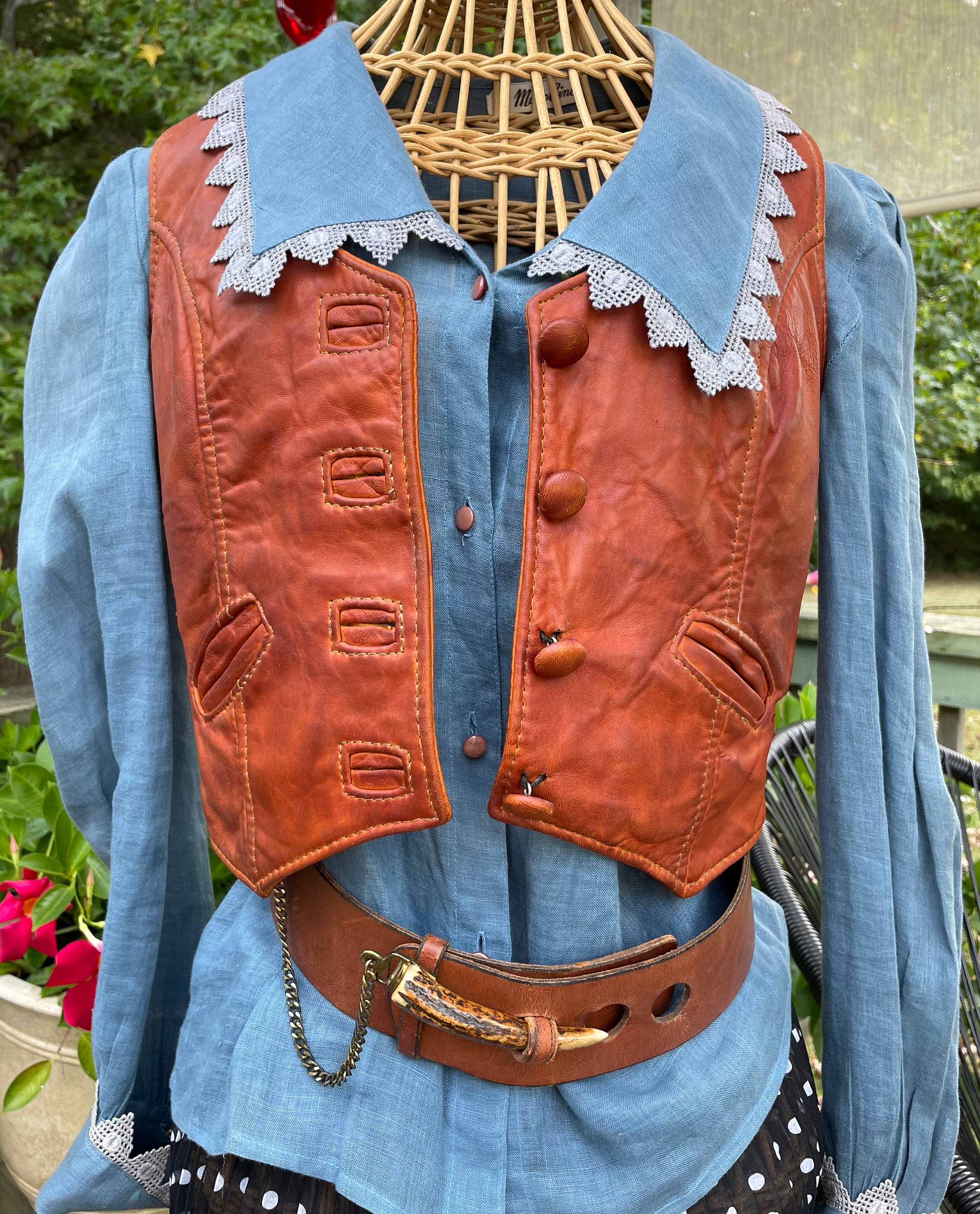 Vintage Colorado Trading Company Vest, Leather Vest, Western