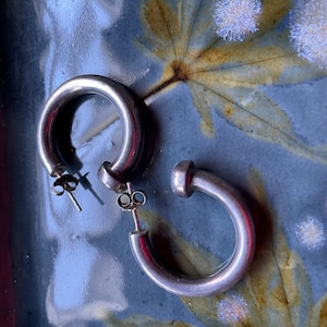 Vintage Sterling, Chunky Creolen, Silber Ohrringe