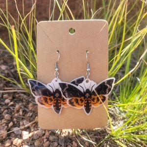 Death Head Moth Shrink Plastic Earrings