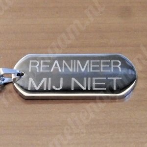 NIET Reanimeren-penning XL incl. ketting 65cm. afbeelding 1