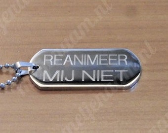 NIET Reanimeren-penning XL incl. ketting 65cm.