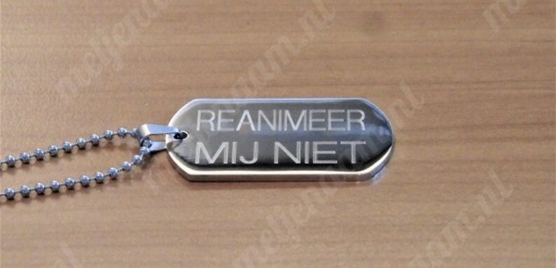 NIET Reanimeren-penning XL incl. ketting 65cm. afbeelding 1