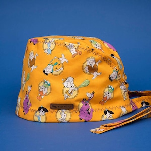 Bonnets chirurgicaux à motif Pierrafeu, 100 % coton tissé, Design de modèle, Unisexe, Bonnets chirurgicaux, Traitement de la broderie