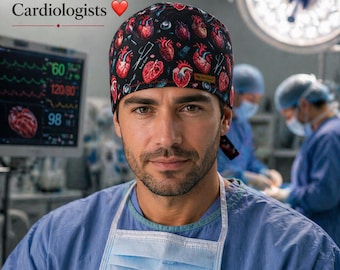 Cardiology Scrub Cap – Heart Surgeon Cap – Cardiologist Gift – Cardiac Nurse Cap – Medical Surgical Cap – Cotton Scrub Hat