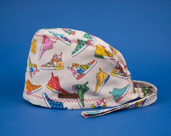 Converse Print Surgical Cap: Handmade Cotton Doctor Scrub Cap