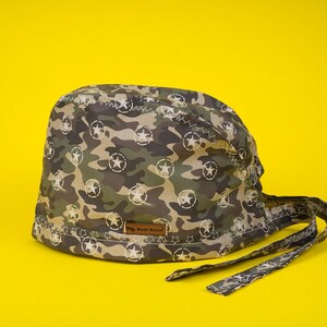Military Camo Surgical Cap: Handmade Cotton Doctor Scrub Cap