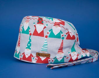 Christmas Gnomes Surgical Cap: Handmade Cotton Doctor Cap