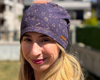 Zodiac Scrub Cap, Astrology Surgical Cap, Celestial Nurse Cap, Star Pattern Doctor Hat, Nurse Gift, Cotton Scrub Hat