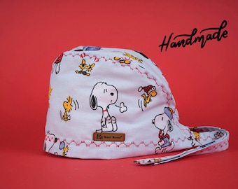 Handmade Snoopy Dog Pattern Surgical Cap: Unisex Cotton Scrub Cap