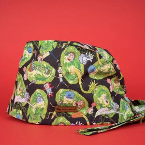 Toucas cirúrgicas estampadas Rick e Morty, tecido 100% algodão, design de padrão, unissex, desenho animado, toucas cirúrgicas, processamento de bordado