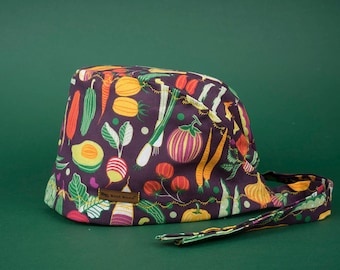 Vegetable Pattern Scrub Cap: 100% Cotton Surgical Hat, Custom Embroidery