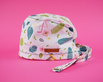 Botanical Surgical Cap: Handmade Cotton Doctor Scrub Cap