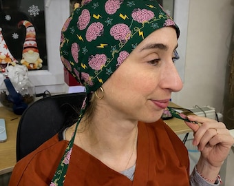 Neurochirugische OP-Haube - 100% Baumwolle Handgefertigte Medizinische OP-Haube für Ärzte & Krankenschwestern