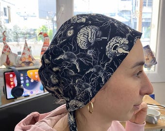 Neuroscience Scrub Cap – Brain Surgery Cap – Neurologist Gift – Neurosurgeon Cap – Nervous System Design – Cotton Surgical Cap