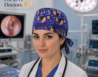 ENT Scrub Cap – Otolaryngology Cap – Ear Nose Throat Doctor Gift – ENT Nurse Cap – Medical Surgical Cap – Cotton Scrub Hat