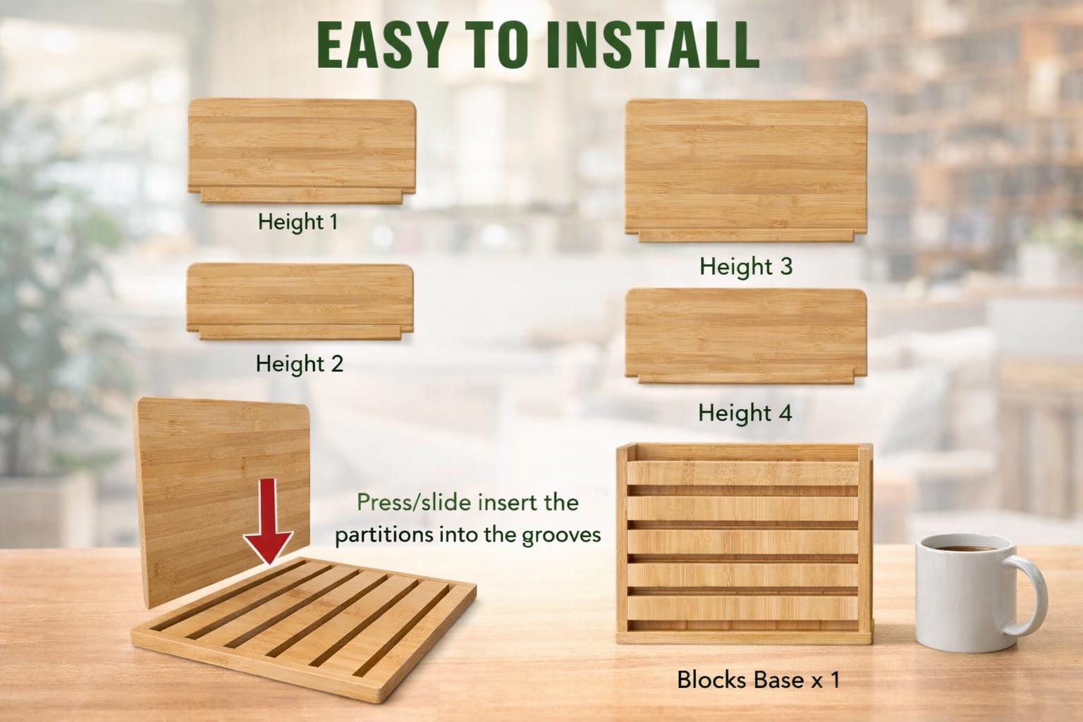 Bamboo Desk File Organizer |5 Slot Mail Sorter Holder for Letters ...