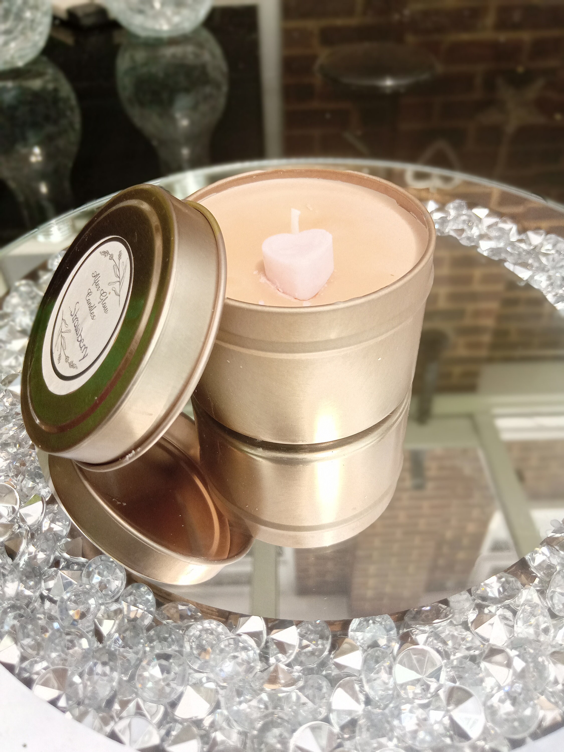 Strawberry rose gold tin candle Etsy