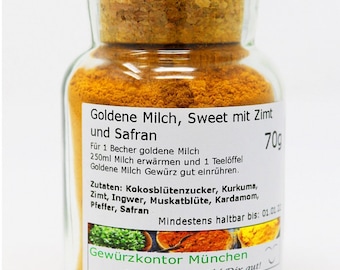 Goldene Milch sweet mit Zimt und Safran im Glas 70g Gewürzkontor München