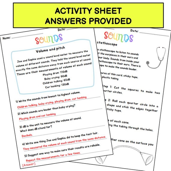 sound 10 printable science worksheets with answers fun etsy