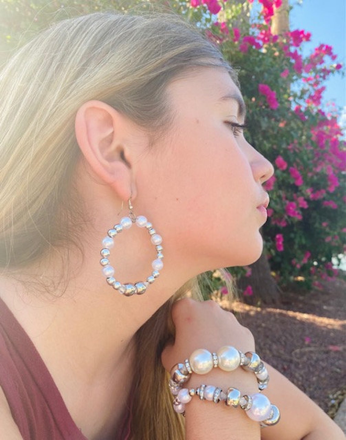 Clear hoop earrings and bracelet Etsy