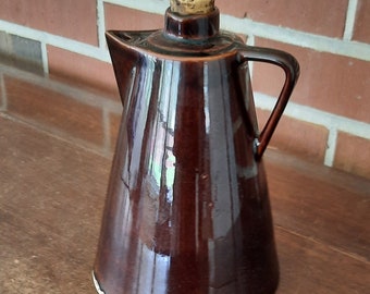 Vintage Stoneware Pitcher Jug w Cork Leroux Rustic Primitive Bar Kitchen Decor