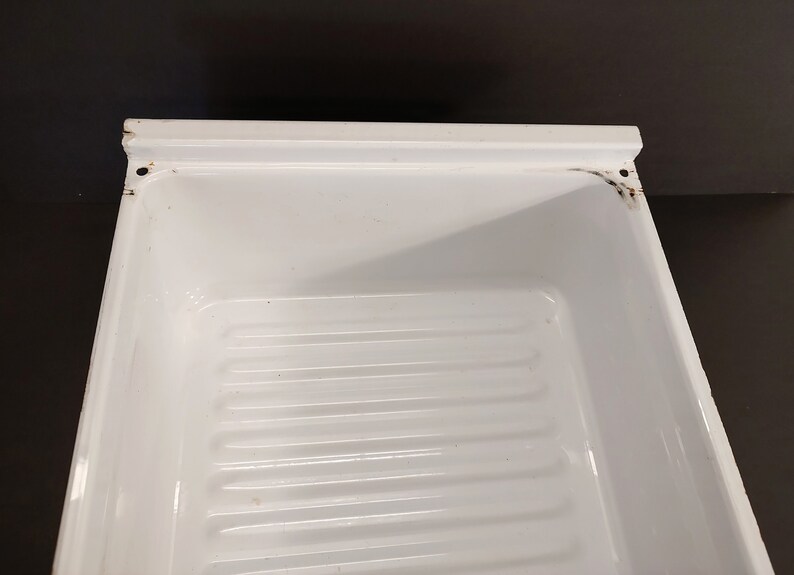 Vintage White Enamel Refrigerator Drawer Vegetable Crisper Meat - Etsy