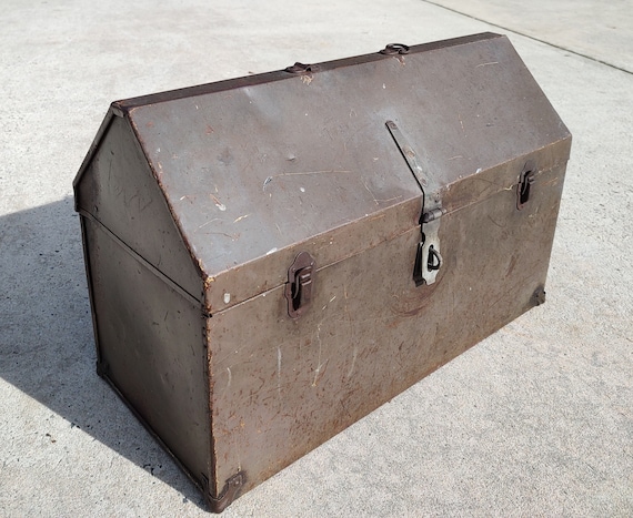 1920s Metal Tool Box Chest Oversized Industrial Machine Age