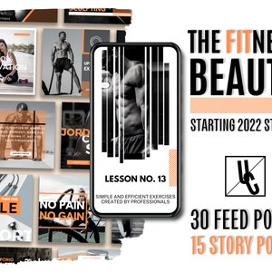 FITNESS BEAUTY Social Media Feed and Story Template Perfect For Instagram | Canva Editable Posts | Creative Content Ideas | Season Sale