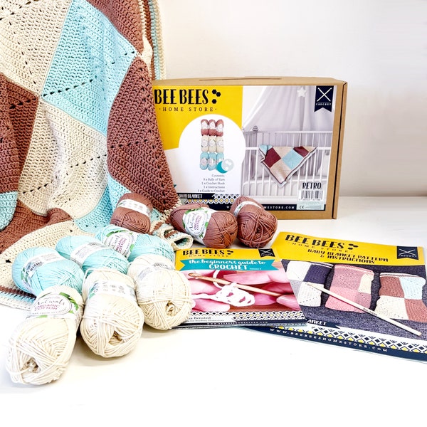 DIY Häkeldecke Kit Babydecke By BeeBees Homestore kreiere hier Deine eigene Babydecke in drei Farben zur Auswahl