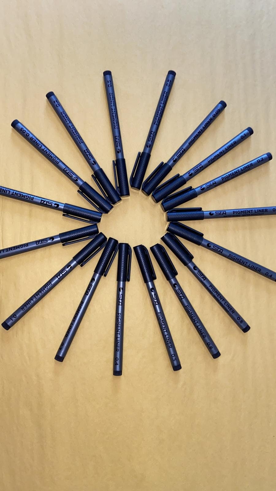 Black Fineliner Pens, Surcotto Set of 9 Fine Liners Pigment Liner