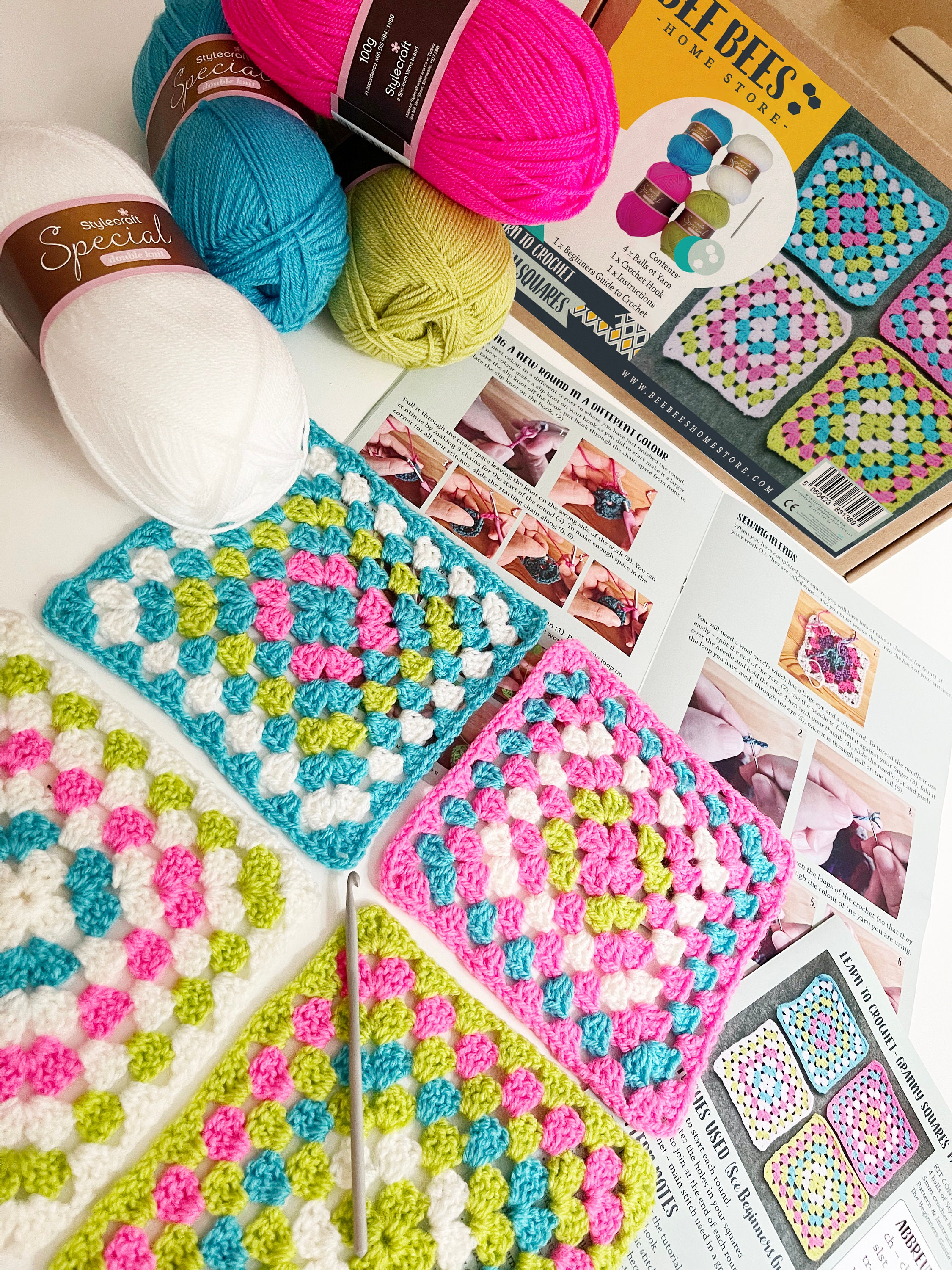 Granny Squares Crochet Kit for Kids - ALEX - Kids Craft Kits at Weekend Kits