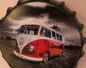 VW Campervan Vintage Retro Metal Bottle Top 40cm Man Cave Girl Cave Bar Garden Hallway Wall Art Bottle Top Bottle Cap