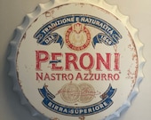 Peroni Vintage Retro Metal Bottle Top 40cm Man Cave Girl Cave Bar Garden Hallway Wall Art Bottle Top Bottle Cap