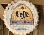 Leffe Vintage Retro Metal Bottle Top 40cm Man Cave Girl Cave Bar Garden Hallway Wall Art Bottle Top Bottle Cap