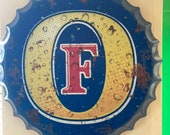 Fosters Vintage Retro Metal Bottle Top 40cm Man Cave Girl Cave Bar Garden Hallway Wall Art Bottle Top Bottle Cap