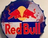 Redbull Vintage Retro Metal Bottle Top 40cm Man Cave Girl Cave Bar Garden Hallway Wall Art Bottle Top Bottle Cap