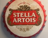 Stella Artois Vintage Retro Metal Bottle Top 40cm Man Cave Girl Cave Bar Garden Hallway Wall Art Bottle Top Bottle Cap