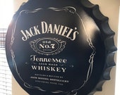 Jack Daniels Vintage Retro Metal Bottle Top 40cm Man Cave Girl Cave Bar Garden Hallway Wall Art Bottle Top Bottle Cap