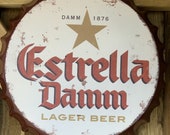 Estrella Vintage Retro Metal Bottle Top 40cm Man Cave Girl Cave Bar Garden Hallway Wall Art Bottle Top Bottle Cap