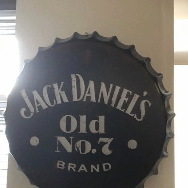 Jack Daniels Vintage Retro Metal Bottle Top 40cm Man Cave Girl Cave Bar Garden Hallway Wall Art Bottle Top Bottle Cap