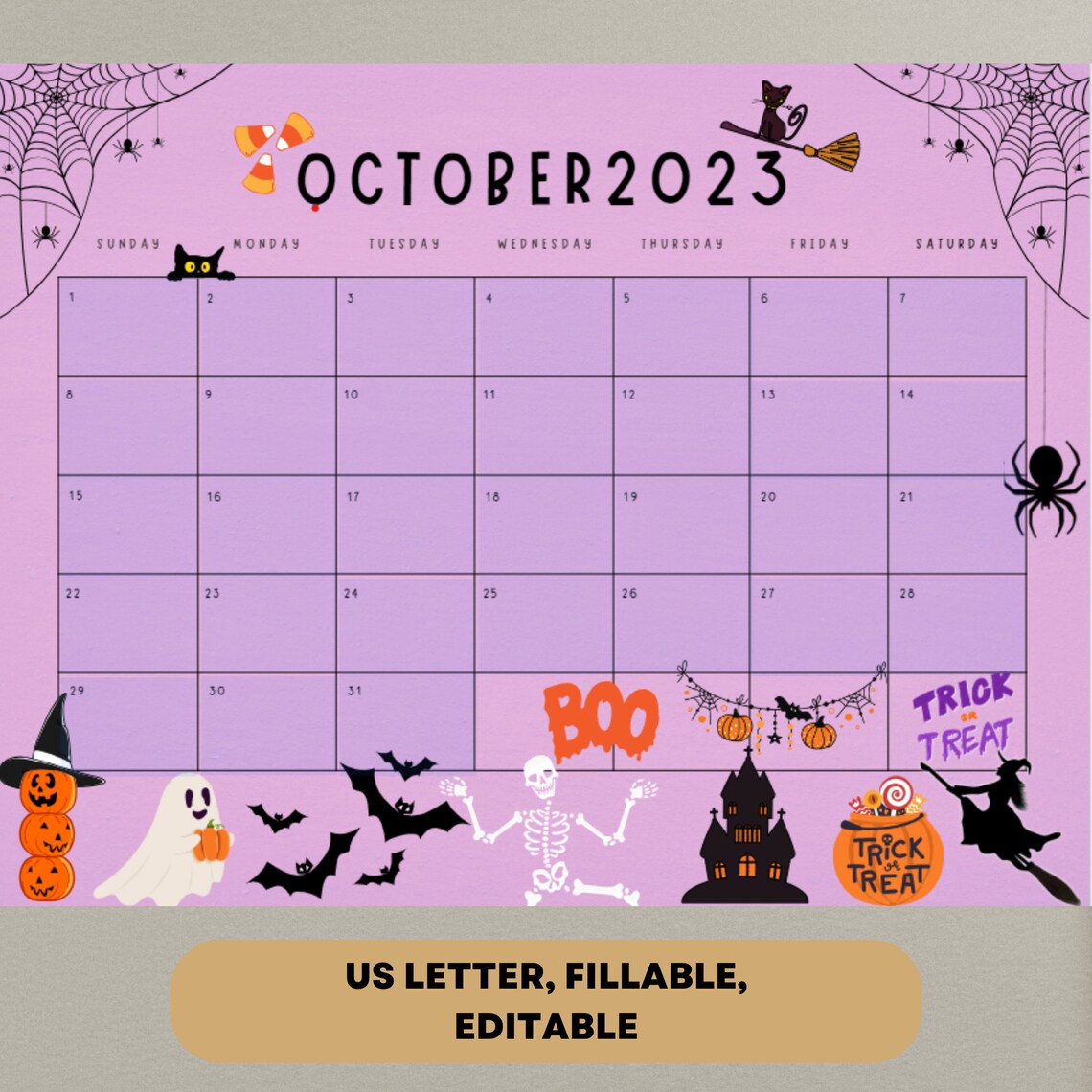 EDITABLE October 2023 Calendar Spooky Halloween 2023 Planner Etsy editable-october-2023-calendar-spooky-halloween-2023-planner-etsy