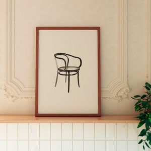 Print of the Thonet 209 chair, Print for digital download, Illustration print, Iconic chairs, Decorative print for wall