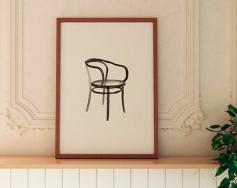 Lámina de la silla Thonet 209,Lámina para descargar de forma digital, print de  Ilustración,Sillas icónicas,Lámina decorativa para pared