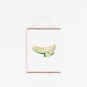Sheet with Illustration of a Melon painted in Watercolor , Decorative sheet for Wall Decoration