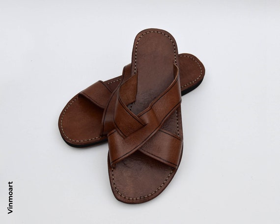Leather Slide Sandals/ Made From 100% Genuine Leather/ Summer - Etsy